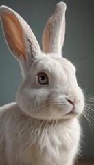 Obraz premium A rabbit, side by side, beautiful detailed eyes, beautiful detailed lips, extremely detailed face and features, long eyelashes, elegant pose, natural lighting