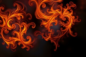 Vibrant Orange Fractal Flames Abstract Wallpaper