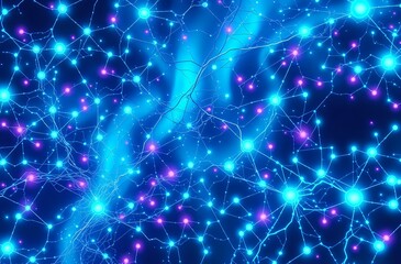 Fototapeta premium Cybernetic Neural Network - Art Nouveau Bioluminescent Scene (3:2)