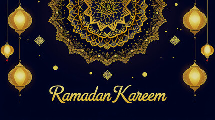 Ramadan Kareem lantern and star decoration background