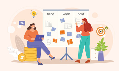 A sleek illustration showcasing efficient task management, featuring Kanban boards, workflow tools, and productivity systems.