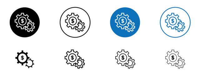 Money processes icons in black and blue colors