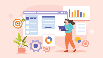 A dynamic design showcasing project progress, milestones, and target achievements with interactive visual elements like graphs and timelines.