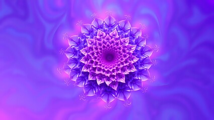 Obraz premium Vibrant Fractal Bloom: Purple Flower in Abstract Blue-Purple Hues