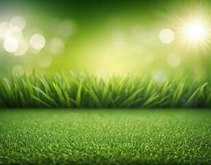 Lush Green Grass Under Bright Sunny Sky