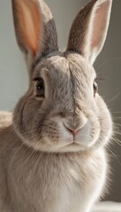 Obraz premium A rabbit, side by side, beautiful detailed eyes, beautiful detailed lips, extremely detailed face and features, long eyelashes, elegant pose, natural lighting