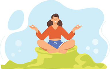 A calming illustration of yoga and meditation in a serene setting, promoting inner peace and healthy living.