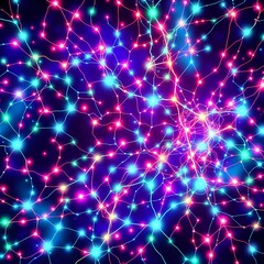 Fototapeta premium Interconnected Bioluminescent Nodes: Art Nouveau Cybernetic Aesthetic