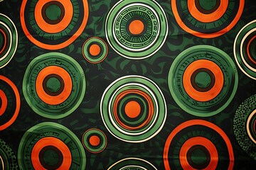 Fototapeta premium circular abstract pattern with green and orange designs for independence day