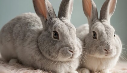 A rabbit, side by side, beautiful detailed eyes, beautiful detailed lips, extremely detailed face and features, long eyelashes, elegant pose, natural lighting