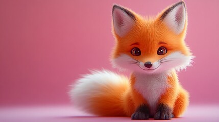 Adorable 3D Render of a Cute Baby Fox