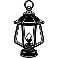 Vintage Street Lantern with Ornate Design - Decorative Vector Illustration

