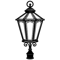 Vintage Street Lantern with Ornate Design - Decorative Vector Illustration

