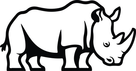 A Rhinoceros logo icon  silhouette style minimalist white background  illustration