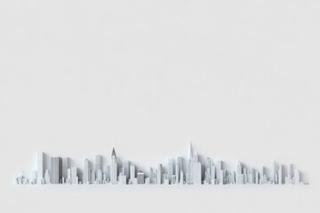 Fototapeta premium White minimalist new york city skyline rising from white background