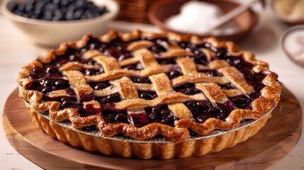 Huckleberry pie with sugar-crusted top