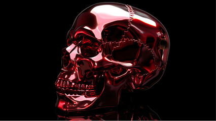 red abstract skull on black background