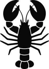 A Lobster logo icon  silhouette style minimalist white background  illustration