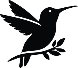 A Hummingbird logo icon  silhouette style minimalist white background  illustration