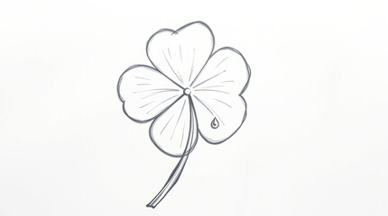 A close-up image of a four leaf clover with water droplets. Perfect for St. Patrick's Day designs or as a symbol of luck and good fortune