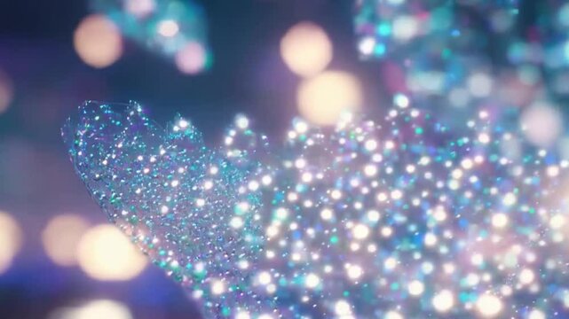 This sentence aims to be concise and evocative, highlighting key elements like the abstract nature of the lights, the shimmering bokeh effect, and the overall festive ambiance suitable for a holiday b