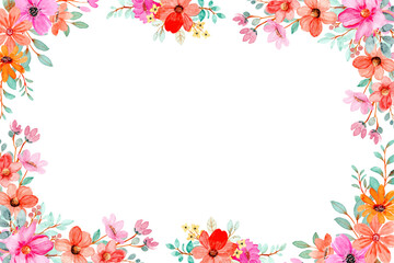 Watercolor floral border for wedding, birthday, card, background, invitation, wallpaper, sticker, decoration etc.