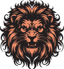 Lion Head Silhouette with Intense Expression