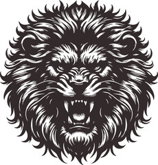 Lion Face in Aggressive Mode