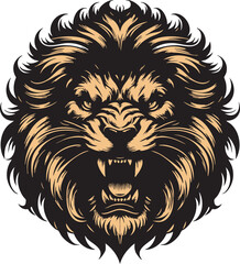 Fierce Lion Head with an Angry Expression