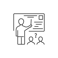 Outline Classroom icon Illustrate the physical or virtual environment where the training takes place.