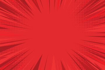 Fototapeta premium Red comic book background. Pop art halftone style background for magazine, cover, ad, banner, websites