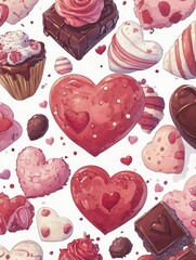Felt 3D Valentine’s Day hearts on a light-colored background with scattered smaller hearts.