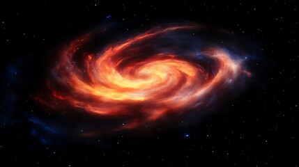 Fiery Spiral Nebula Swirling Across Dark Space