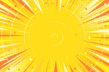 Yellow comic book background. Modern creative pop art orange halftone style background