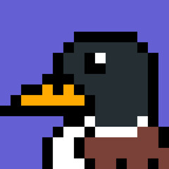 Pixel Art Illustration, Starling Bird Pixel Art Portrait 16px (Upscaled)