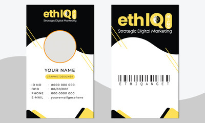 Modern Id Card With yellow or gray color Absract Background