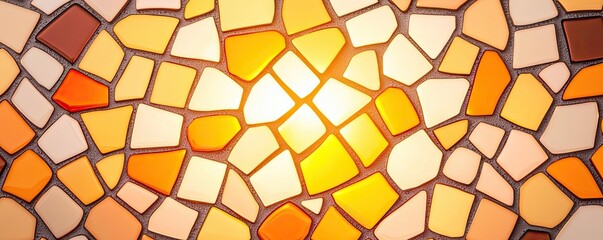 Mosaic abstract background idea. A vibrant mosaic design featuring warm orange and yellow tones.