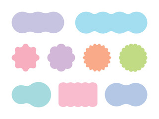 Set of geometric, abstract shaped frames, labels, banners, speech bubbles design sources.