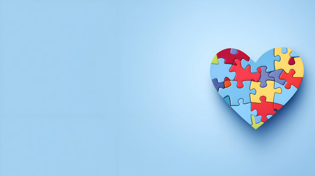 Autism awareness poster. Puzzles and shapes. space for writing.