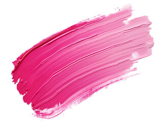 Pink acrylic oil paint brush stroke isolated on transparent background.