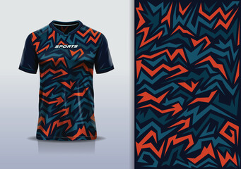 Sport jersey template sharp line mockup abstract vector design for football soccer, racing, running, e sports, orange blue color