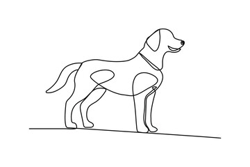 Dog pet animal continuous one-line drawing of Isolated outline vector design black white background 