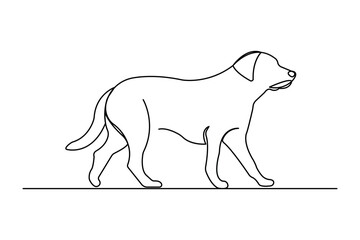 Dog pet animal continuous one-line drawing of Isolated outline vector design black white background 