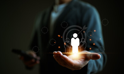 Finding the target audience of a business, know your customer (KYC) concept, thinking about marketing to find customers, customer service, social media. Digital marketing online.