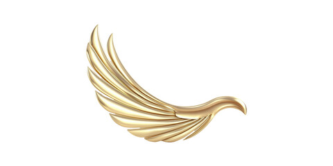 Golden Wing Design With Elegant Curves Isolated on Transparent Background
