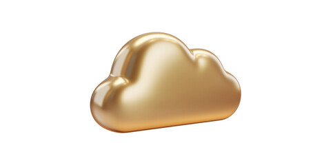 Gold Cloud Symbol With Smooth Finish Isolated on Transparent Background