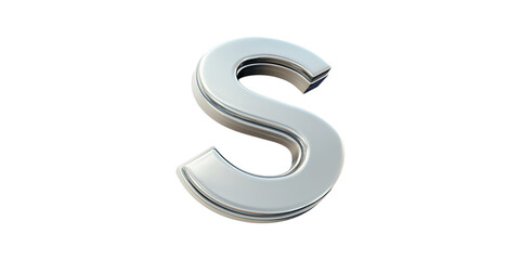 Naklejka premium Silver Letter S With Glossy Finish Isolated on Transparent Background