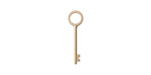 Golden Key Icon With Minimalist Design Isolated on Transparent Background