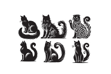 Obraz premium Cat silhouette vector illustration isolated on white background