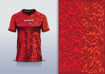 Sport jersey template sharp line mockup texture grunge rustic abstract vector design for football soccer, racing, running, e sports, red orange color © Nimpuna O